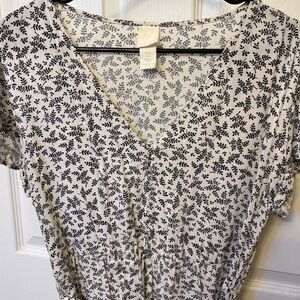 H&M | Dress, Black and White Plant Print